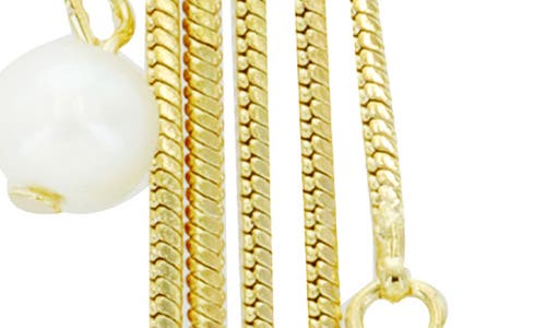 Shop Panacea Snake Chain Pearl Drop Earrings In White/yellow Gold