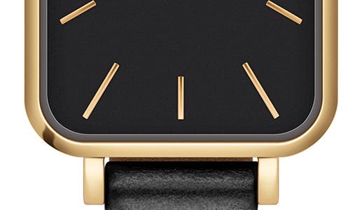 Daniel Wellington Quadro Pressed Sheffield Leather Strap Watch, 20mm X 26mm In Gold/black