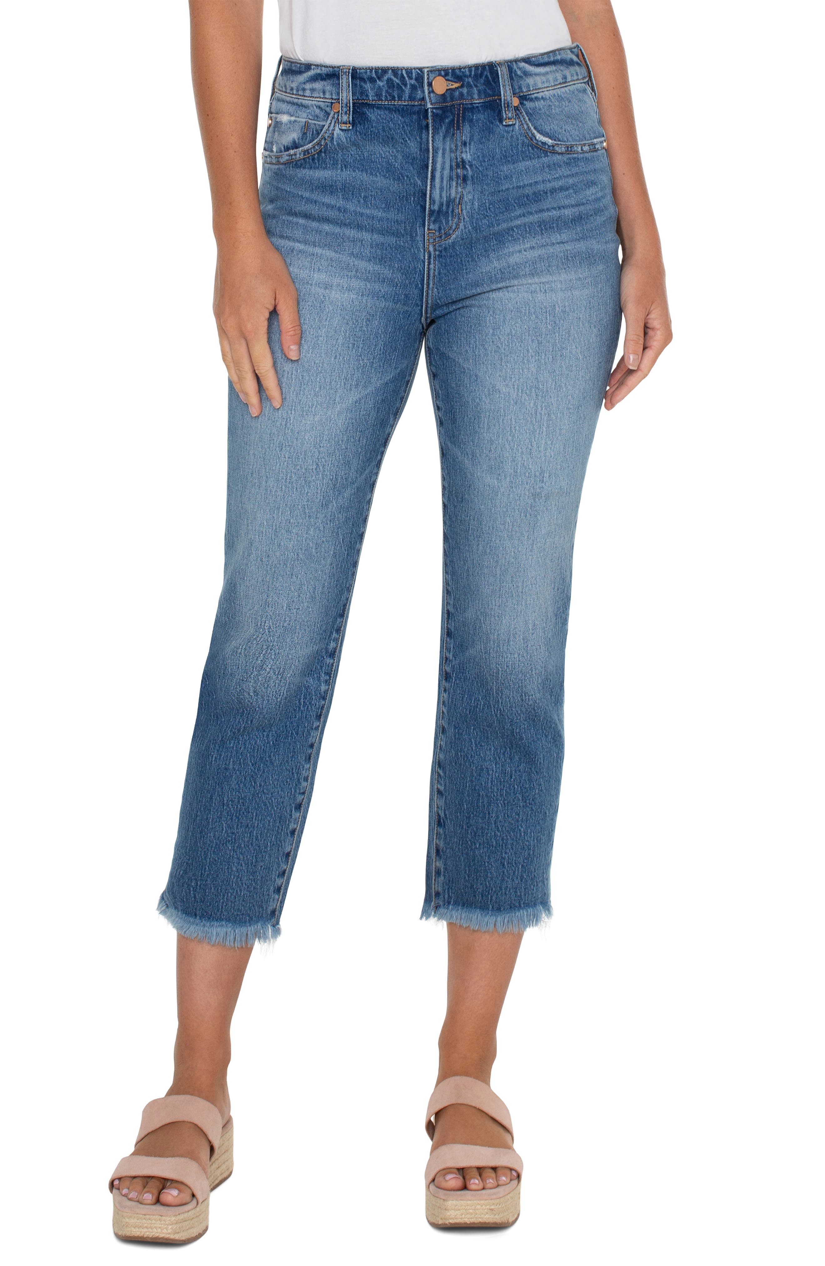 Sheri Slim Ankle Jeans With Frayed Hems - Swing Blue Blue | NYDJ