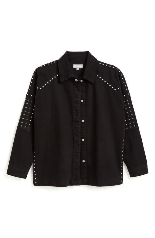 Tractr Kids' Studded Denim Button-Up Shirt Jacket in Black