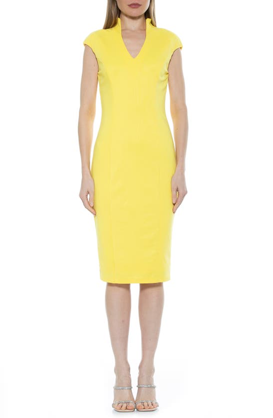 Alexia Admor Cap Sleeve Midi Dress In Yellow