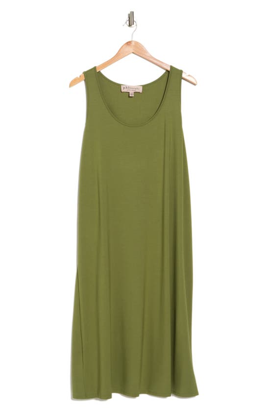 Philosophy By Rpublic Clothing Scoop Neck Midi Knit Tank Dress In Mossy Green