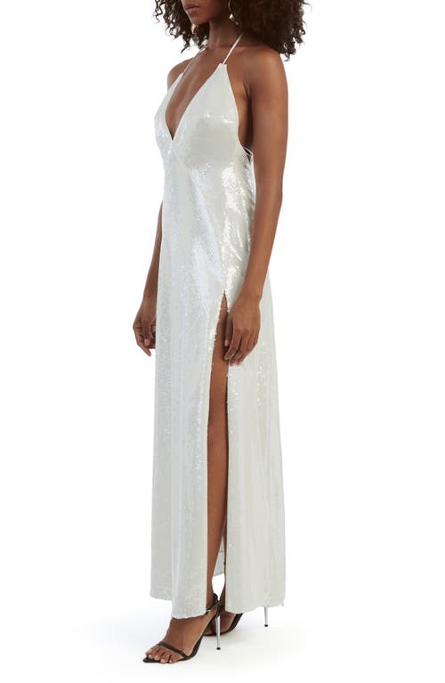 Shop Bardot Yve Sequin Halter Dress In White