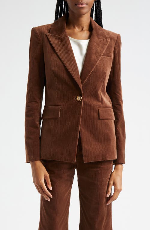 Shop Veronica Beard Reagan Cotton Stretch Corduroy Dickey Jacket In Dark Cocoa