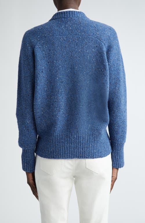 Shop Lafayette 148 New York Cashmere & Wool Donegal Zip-up Cardigan In Tile Blue Multi