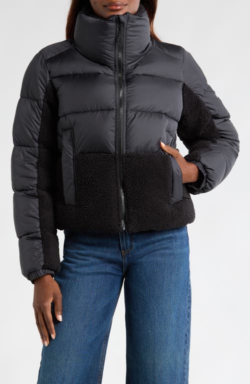 Columbia Leadbetter Point Sherpa Hybrid Puffer Jacket In Black