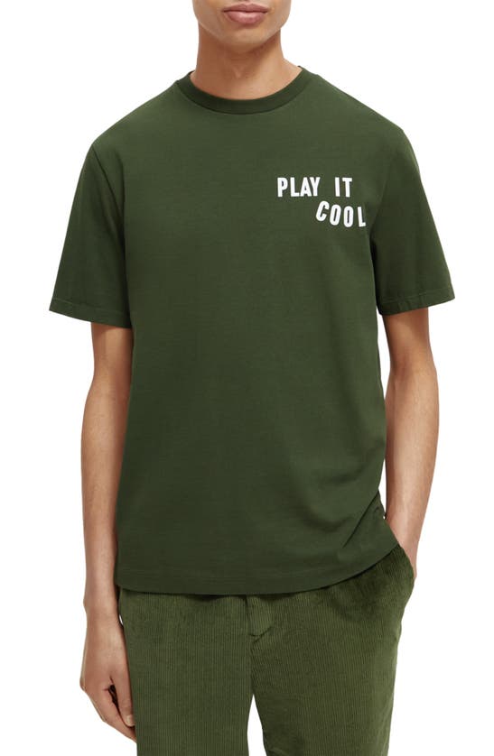 Shop Scotch & Soda Play It Cool Appliqué Graphic T-shirt In Dark Green