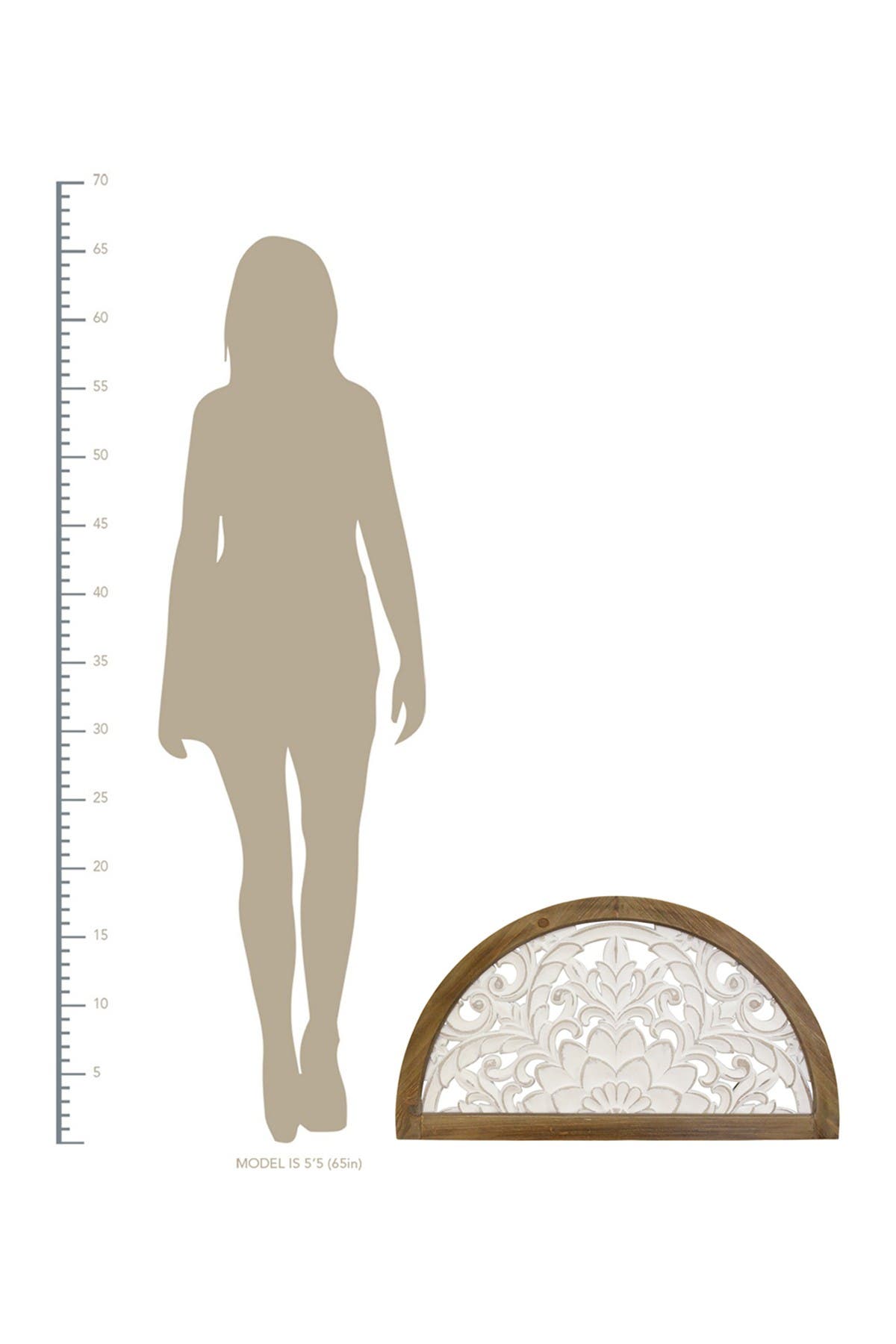 STRATTON HOME DECOR Natural Wood/White Carved Door Topper Nordstromrack