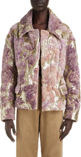 Dries Van Noten Vondi Sequin Embroidered Velvet Brocade Jacket