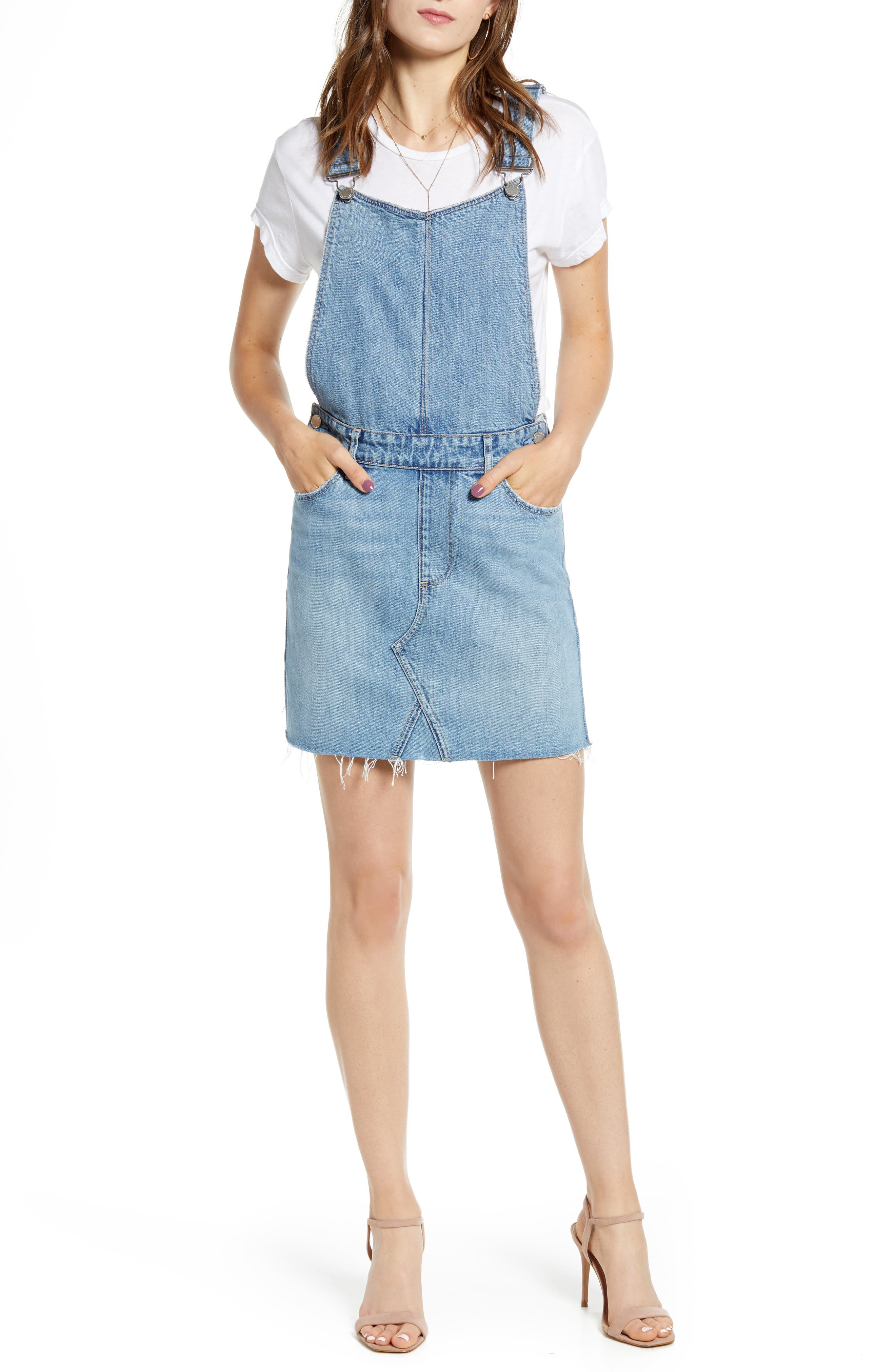 Paige Retta Denim Pinafore Dress, Blue