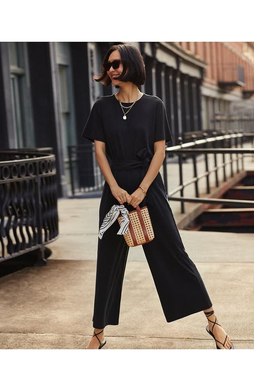LANDS' END LANDS' END CUPRO TIE WAIST JUMPSUIT