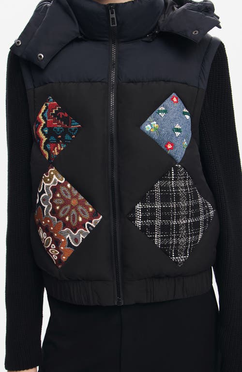 Desigual Padded Combined Vest In Blue