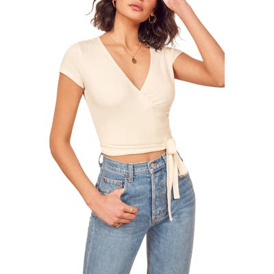 Reformation Flora Wrap Tee, White