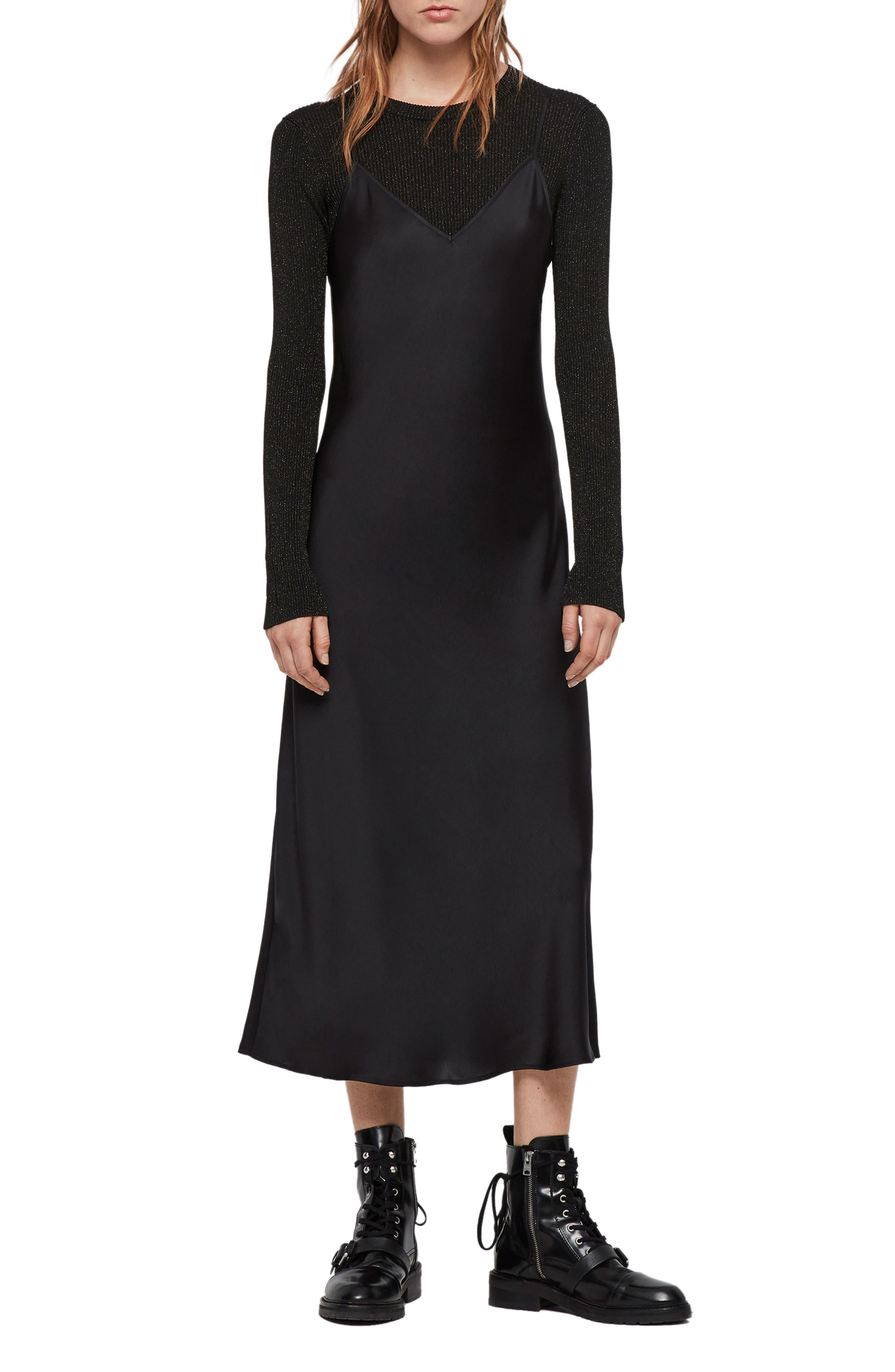 all saints satin dress