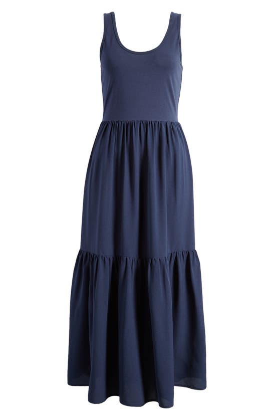 Shop Nordstrom Mixed Media Tank Maxi Sundress In Navy Blazer