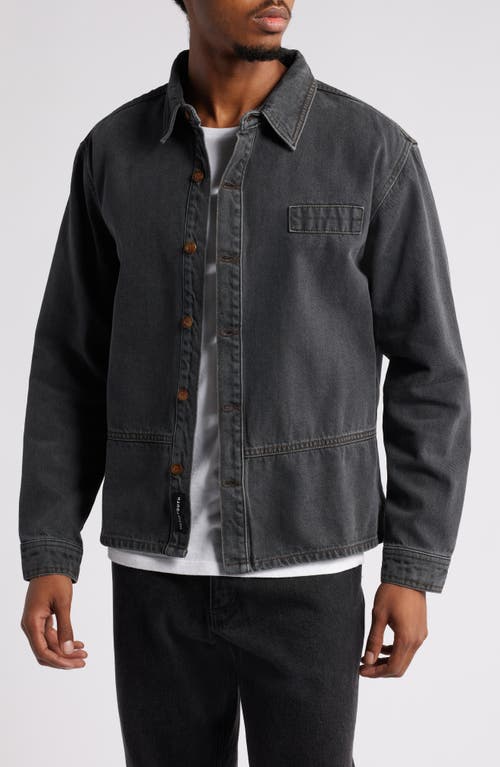 Native Youth Boxy Denim Button-Up Shirt in Black 