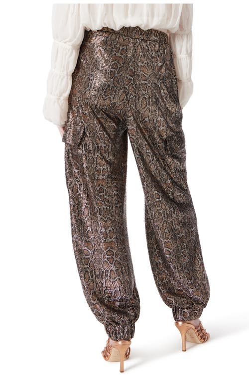 Dee Ocleppo Metallic Snakeskin Print Joggers In Black