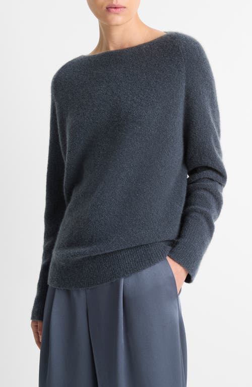 Shop Vince Merino Wool Blend Bouclé Sweater In Dk Water