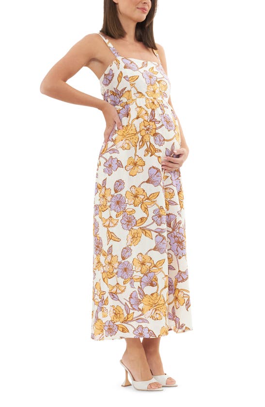 Shop Ripe Maternity Brook Floral Maternity Sundress In Natural