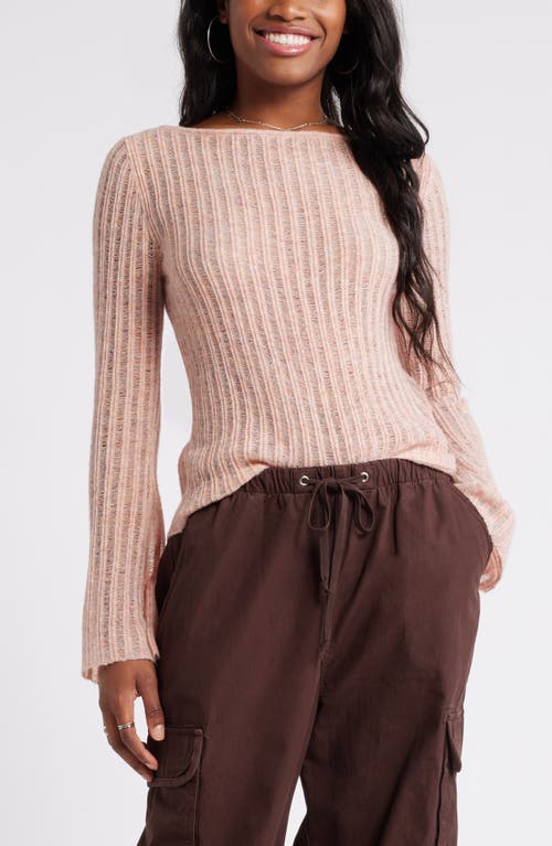 Shop Bp. Ladder Stitch Sweater In Pink Melange