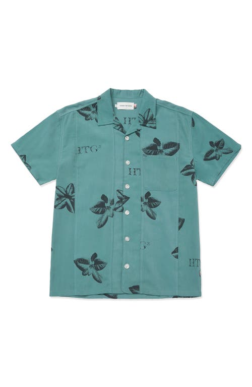 HONOR THE GIFT Tobacco Print Short Sleeve Camp Shirt in Teal