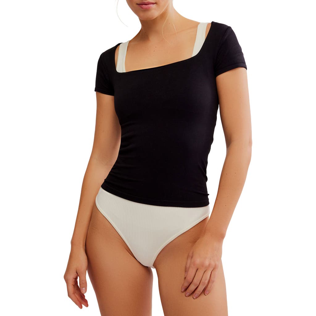 Free People Lux Life Baby Tee In Black
