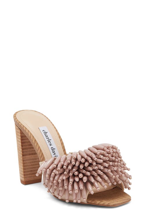 Hottie Beaded Mule Sandal in Nude Patent W/Beading