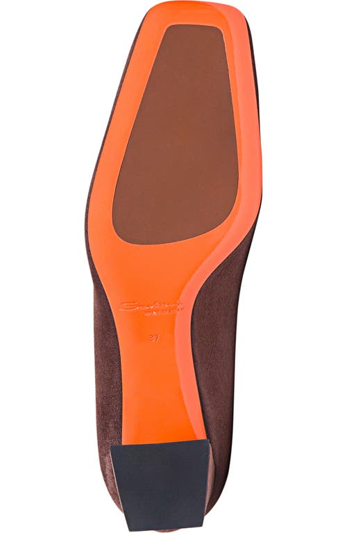 Santoni Suede Buckle Block-heel Pumps In Brown