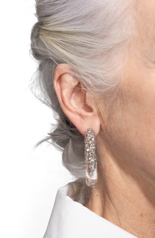 Alexis Bittar Confetti Crystal Lucite Hoop Earrings In Crystal/clear