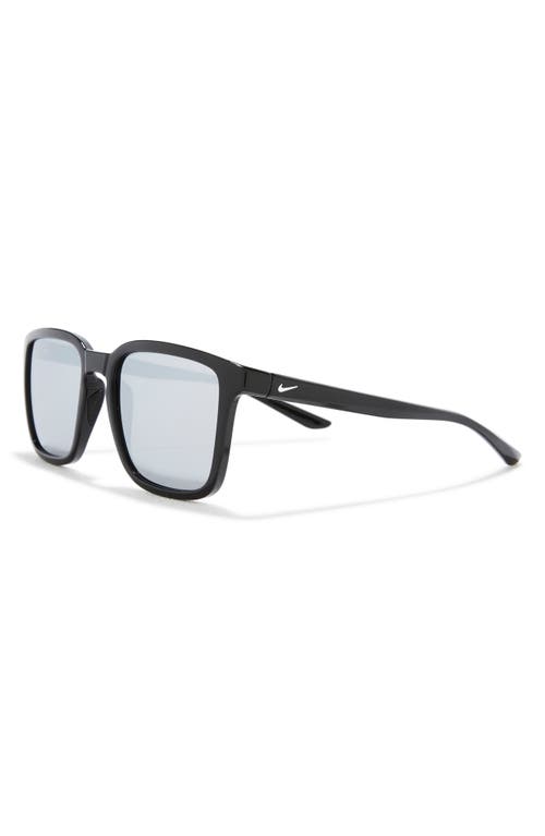 Nike Circuit Team 55mm Square Sunglasses In Black/white Mirror