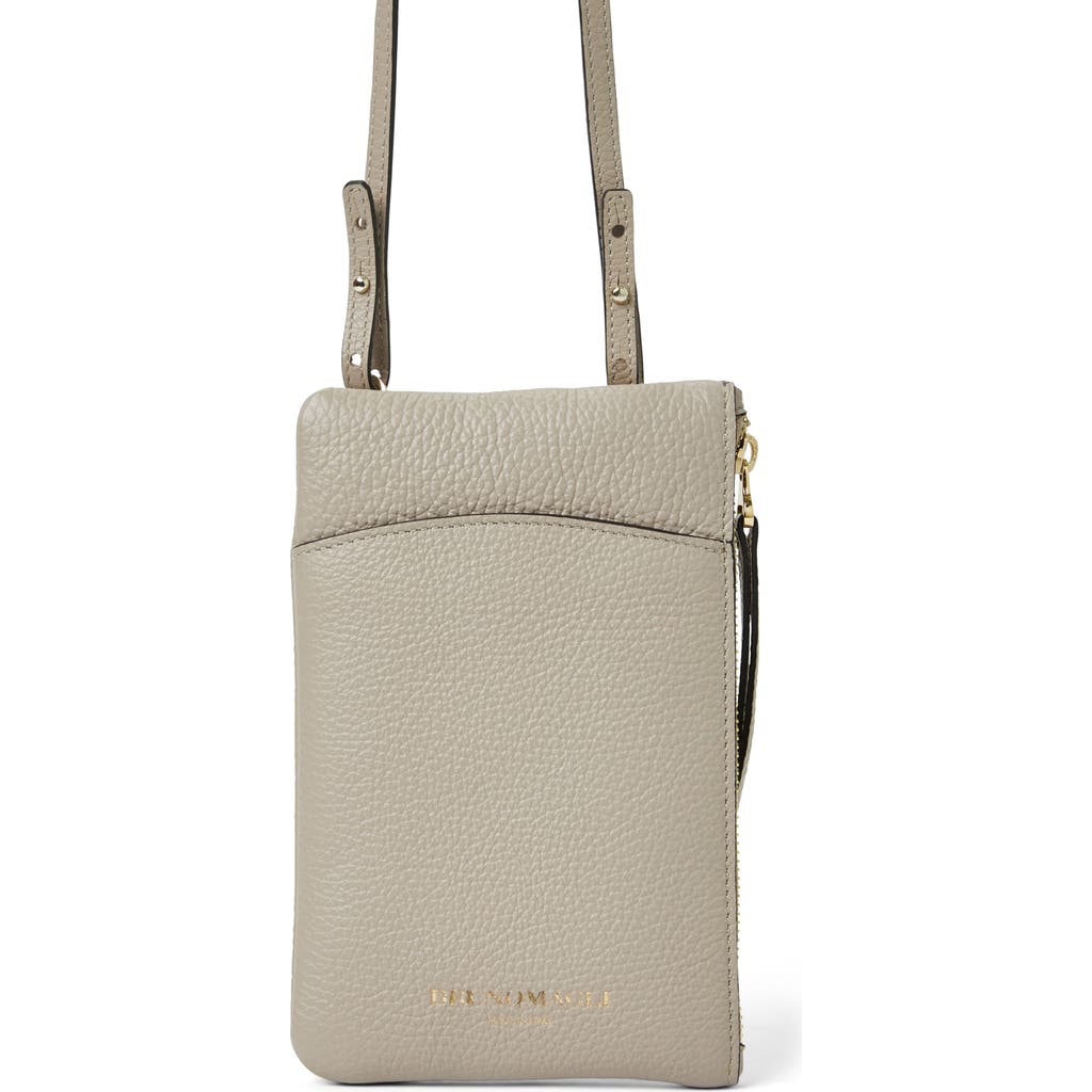 Bruno Magli Serena Leather Zip Pouch Lanyard In Neutral