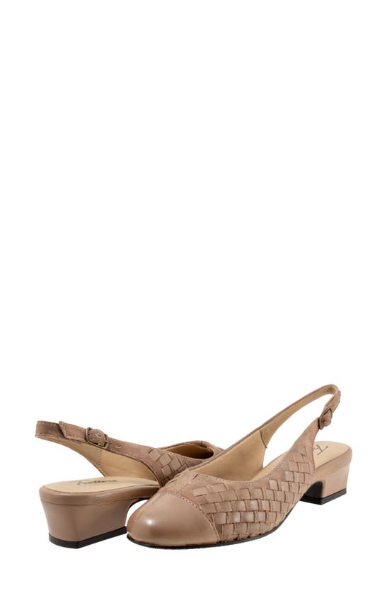Trotters Dea Woven Slingback Pump In Taupe Suede