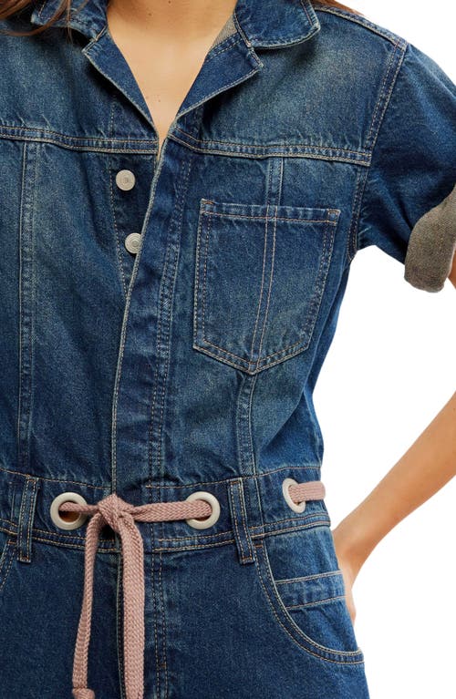 Free People Edison Wideleg Coveralls Cerulean Skies In Cerulean Skies