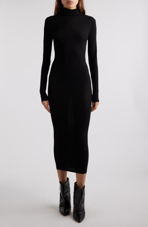 Shop Isabel Marant Vanessa Long Sleeve Jersey Turtleneck Midi Dress In Black