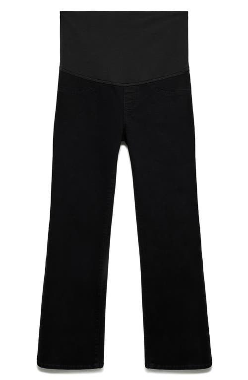 Shop Mango Over The Bump Flare Maternity Jeans In Black Denim