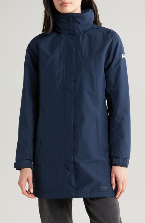 Helly Hansen Aden Hooded Waterproof Insulated Rain Jacket In 597 Navy