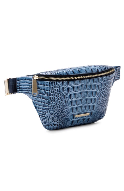 Shop Brahmin Croc Embossed Leather Harker Belt Bag In Blue Serenade