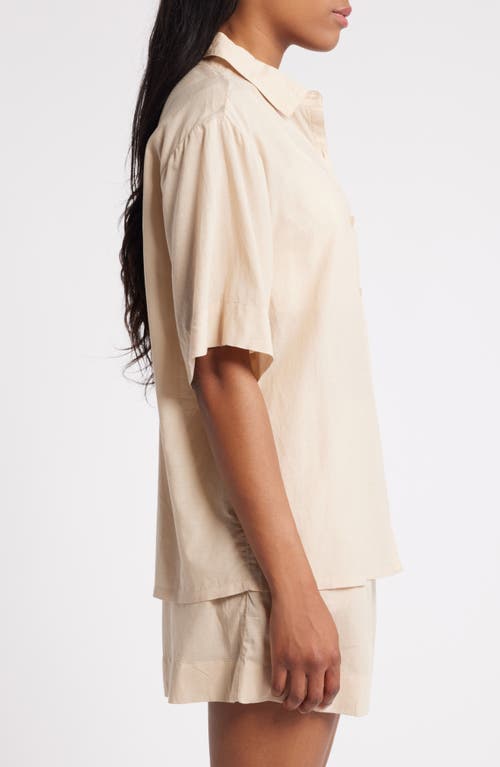 Shop Open Edit Vacation Short Pajamas In Tan Oxford