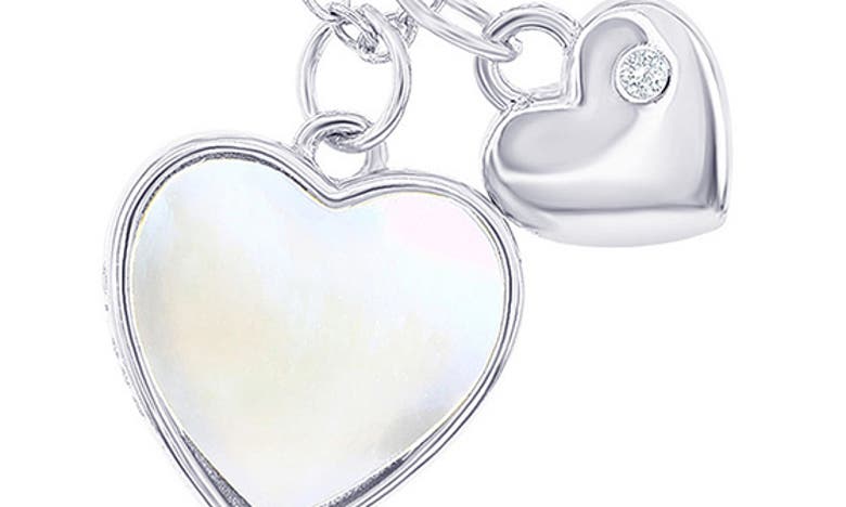 Shop Simona Mother Of Pearl & Cubic Zirconia Heart Charm Necklace In Silver