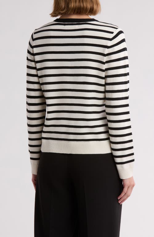 By Design Keira Chest Pocket Cardigan In Antique Stripe