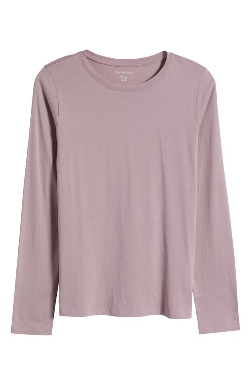 Shop Eileen Fisher Crewneck Organic Cotton Jersey T-shirt In Icy Plum