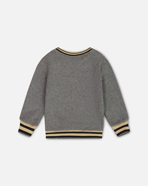 Shop Deux Par Deux Boy's Super Soft Brushed Flat Back Rib Sweatshirt Dark Gray In Dark Heather Grey