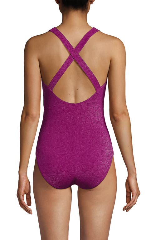 LANDS' END LANDS' END CHLORINE RESISTANT SCOOP NECK X-BACK HIGH LEG SOFT CUP TUGLESS SPORTY ONE PIECE SWIMSUIT