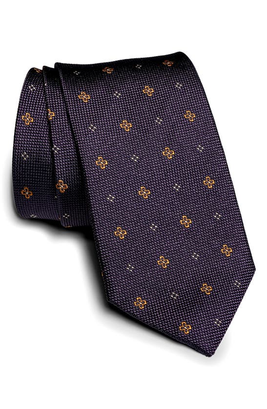 Jack Victor St. George Neat Floral Silk Tie In Brown