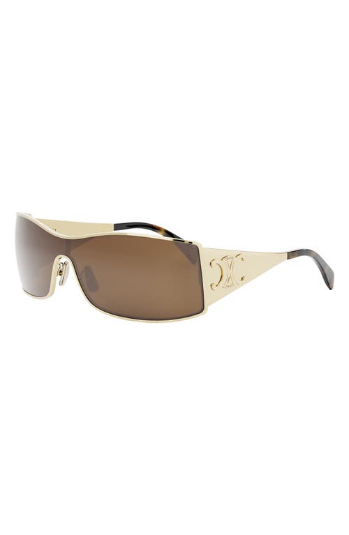 Shop Celine Maxi Triomphe 54mm Mask Sunglasses In Shiny Endura Gold/brown