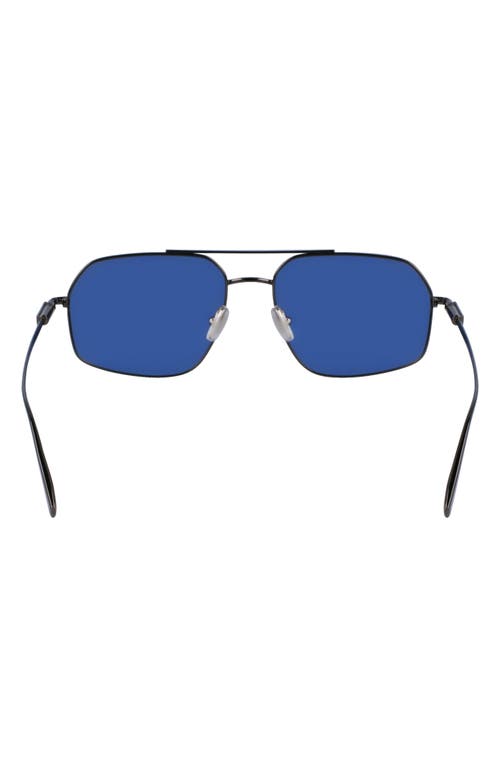 Shop Ferragamo Prisma 58mm Navigator Sunglasses In Dark Gunmetal/blue