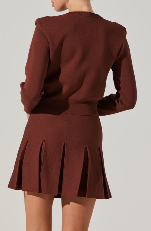 Shop Astr The Label Denisa Padded Shoulder Cardigan In Mulberry