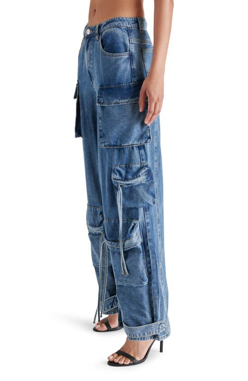 Shop Steve Madden Duo Cargo Jeans In Blue Denim