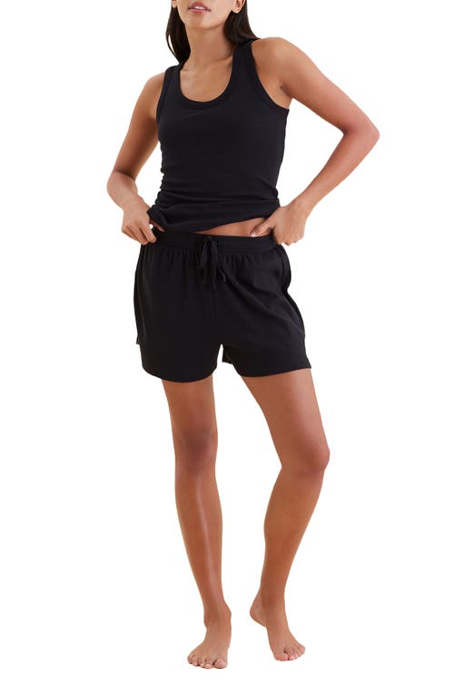 Shop Papinelle Milla Rib Pajama Shorts In Black