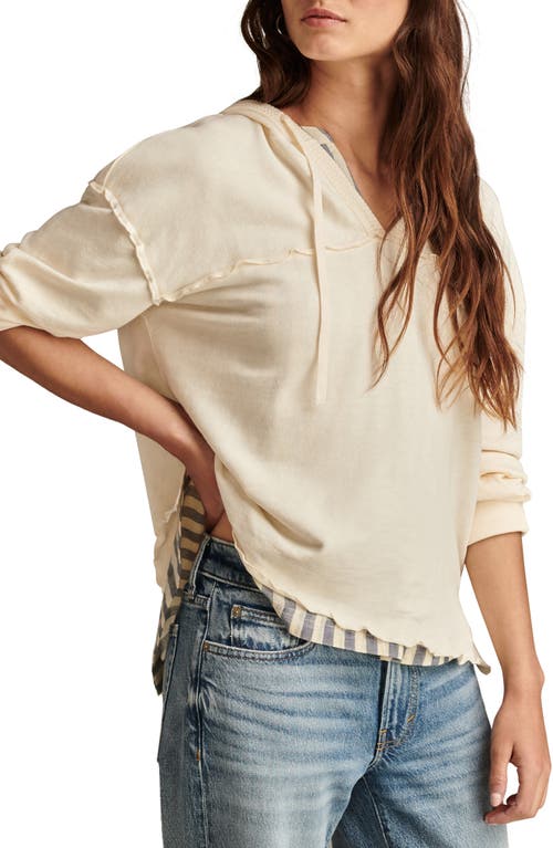 Shop Lucky Brand Lettuce Edge Hoodie In Gardenia